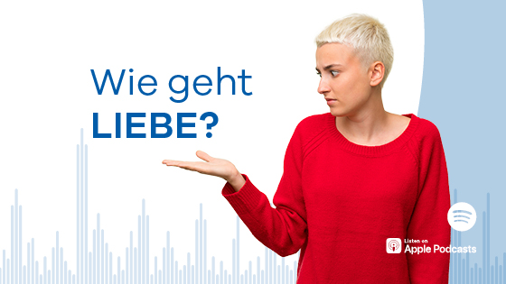 Junge Frau mit fragendem Blick. Neben ihr ist folgender Satz zu lesen: 